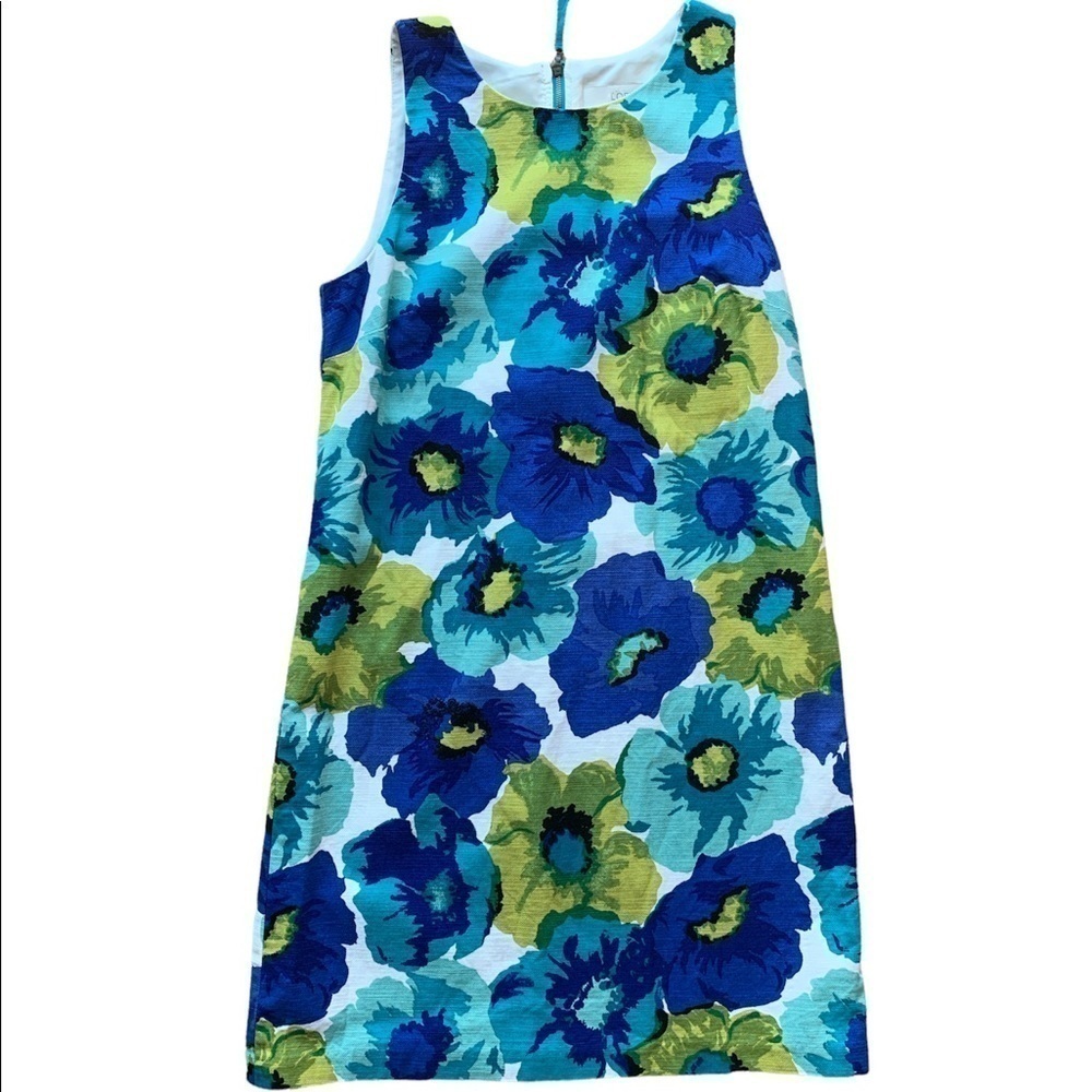 LOFT | LOFT Blue Floral Cotton sleeveless sheath dress